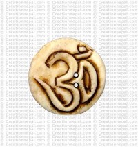 Om carved bone button (Packet of 10)