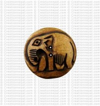 Elephant carved bone large button (packet of 10)