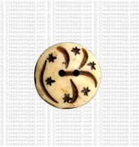 Star carved round button (packet of 10)