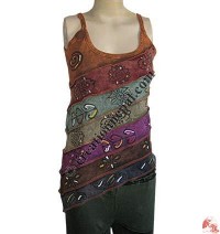 Rib hand painted patch-work stone-wash tank top
