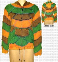 Multi-shapes patch stonewash rib jacket