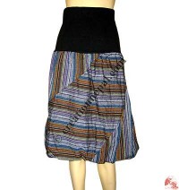Stripes mini skirt with rib elastic