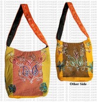 Flowers embroidered cotton bag