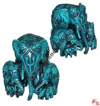 Turquoise color elephant family