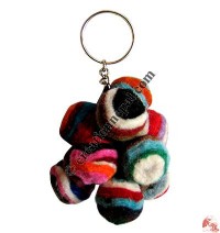 Mixed color felt beads key-ring