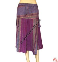 Length adjustable stripes cotton short skirt