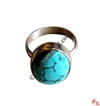 Oval shape turquoise silver finger ring 1