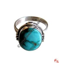 Oval shape turquoise silver finger ring 4