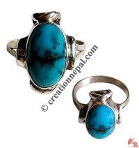Oval shape turquoise silver finger ring 7