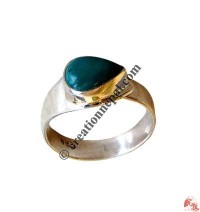 Heart shape turquoise adjustable silver finger ring