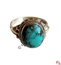 Oval shape turquoise silver finger ring 9