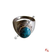 Oval shape turquoise silver finger ring 11