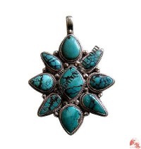 Butterfly design turquoise silver pendant1