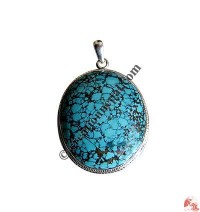 Oval shape turquoise silver pendant5