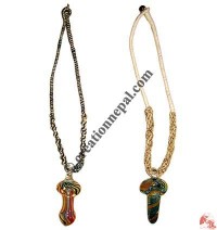 Glass pipe pendant hemp necklace