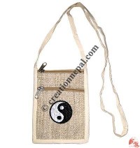 Ying yang embroidery hemp passport bag