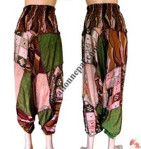 Patch-work sari silk Afgani  design quarter trouser1