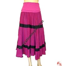 Rib-elastic waist cotton skirt