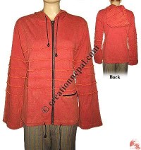 Patch-work stone wash rib jacket