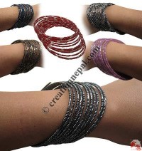 Glass beads wire bangle
