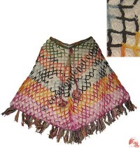 Colorful net woolen poncho