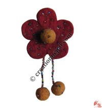 2-balls hanging beads deco felt brooch