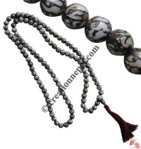 Mantra carved shell beads Japa Mala-8mm