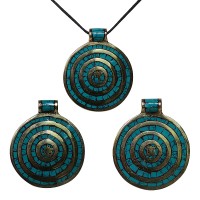 Tibetan OM brass-turquoise pendant