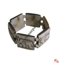 Elephant carved bone bracelet