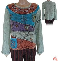 Hand embroidered long sleeves t-shirt2