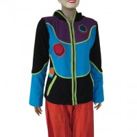 Colorful patch-work rib jacket