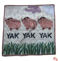 Three Yak embroidered cushion cover 