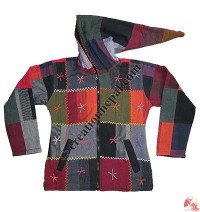 Star hand emb khaddar patch-work jacket