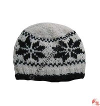 Black and white woolen cap