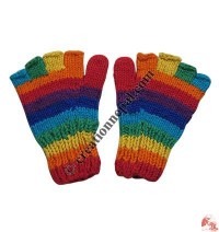 Woolen half-finger rainbow gloves