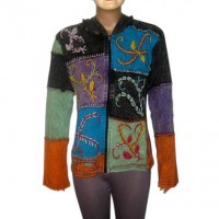 Hand embroidery, patch-work rib hooded top 4
