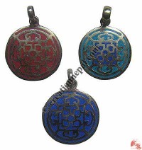 Mandala brass round locket