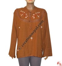 Fine cotton embroidered ladies top
