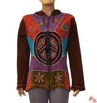 Peace design hooded rib jacket
