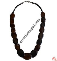 Brown flat beads necklace