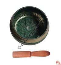 Buddha images attached green singing bowl