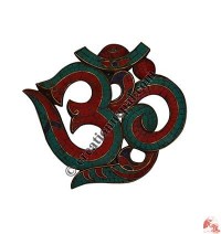 Turquoise-coral decorated large OM mantra