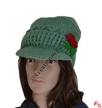 Crochet flower design woolen hat