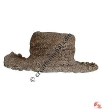 Hemp-cotton crochet round wire hat