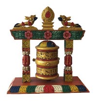 Table stand wooden large prayer wheel