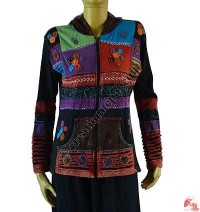 Colorful patch hand emb hoodie