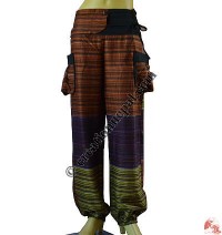 Three-color pattern cotton trouser