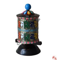 Painted mantra stand prayer wheel