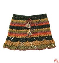 Woolen crochet stripes skirt