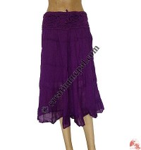 Thin cotton crochet flower-waist skirt